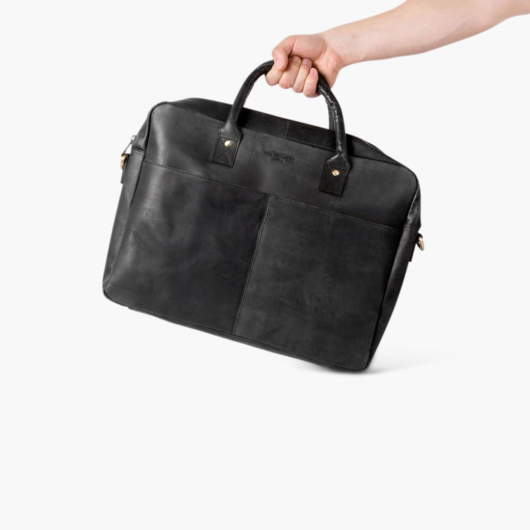 HOLZRICHTER Berlin - Grosse Aktentasche aus Leder (No 1-1), 30 x 39 x 10 cm Laptoptasche für Herren,