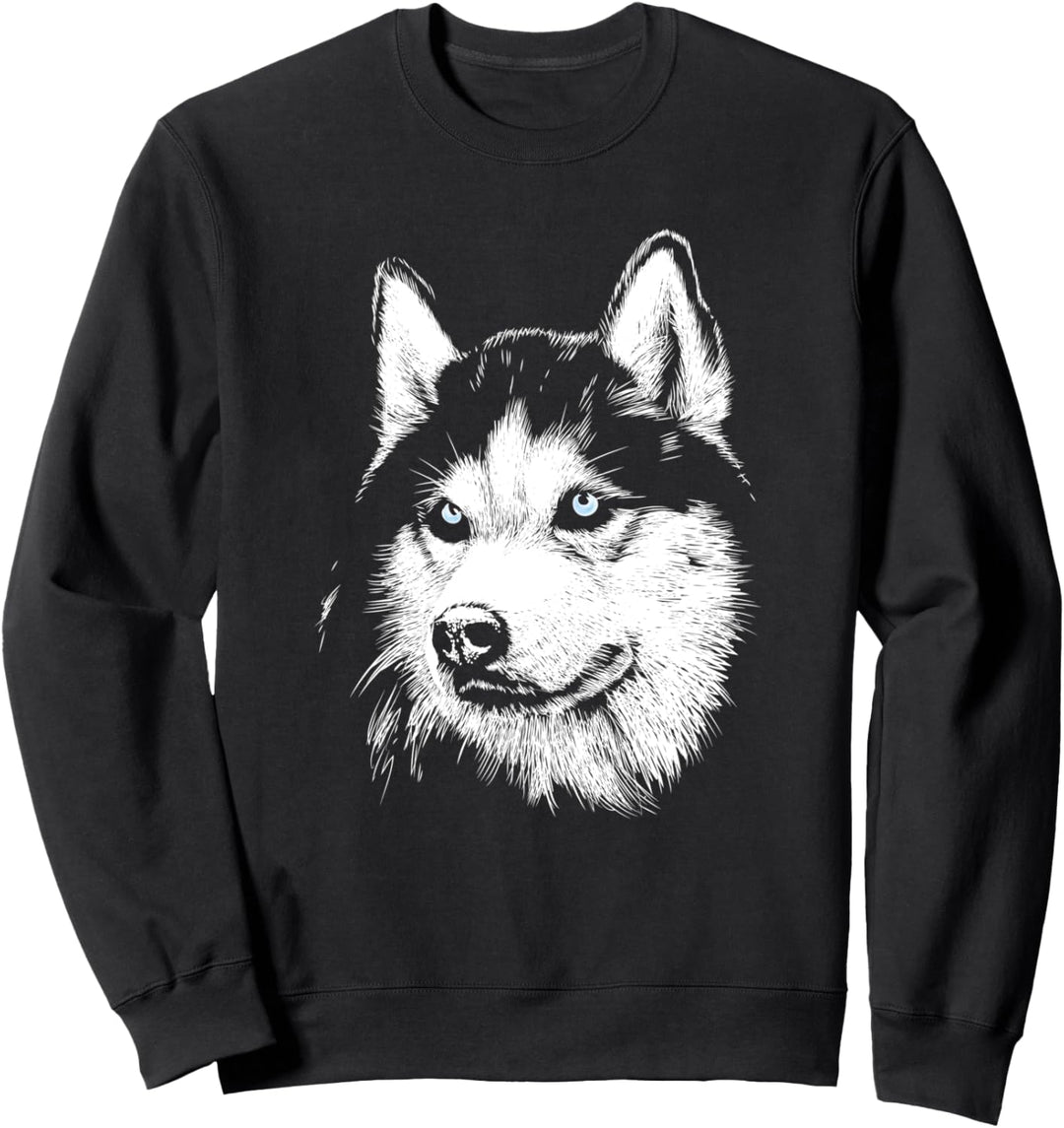 Süsser sibirischer Huskyhand gezeichneter Kunsthund blaue Aug Sweatshirt