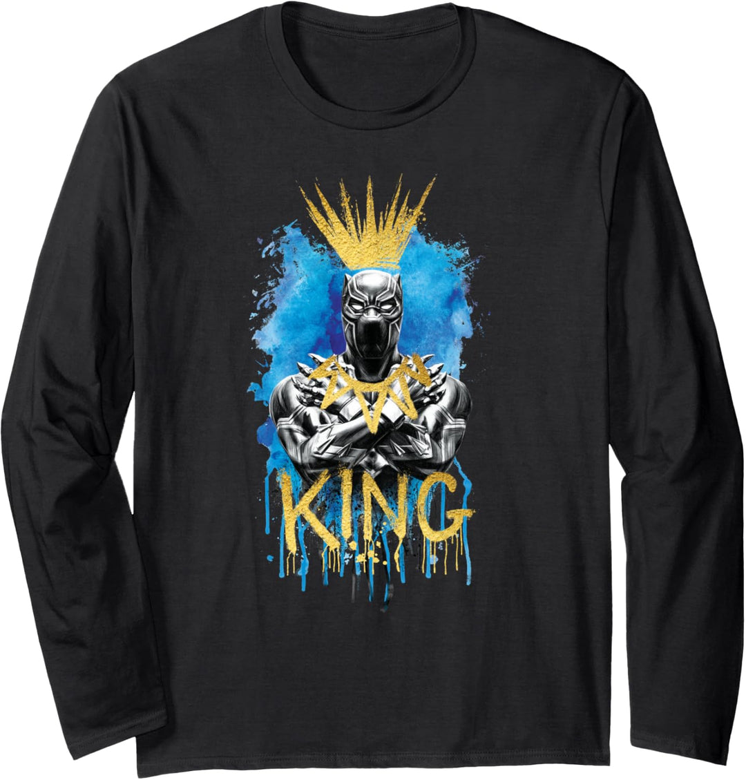 Marvel Black Panther King T'Challa Blue and Gold Langarmshirt