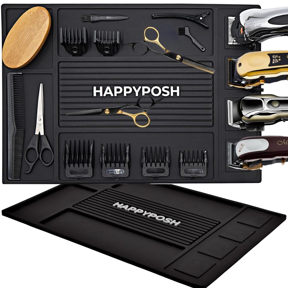 HAPPYPOSH Magnetische Friseurmatte, Friseur-Werkzeug-Organizer-Matte für Station, professionelle Fri