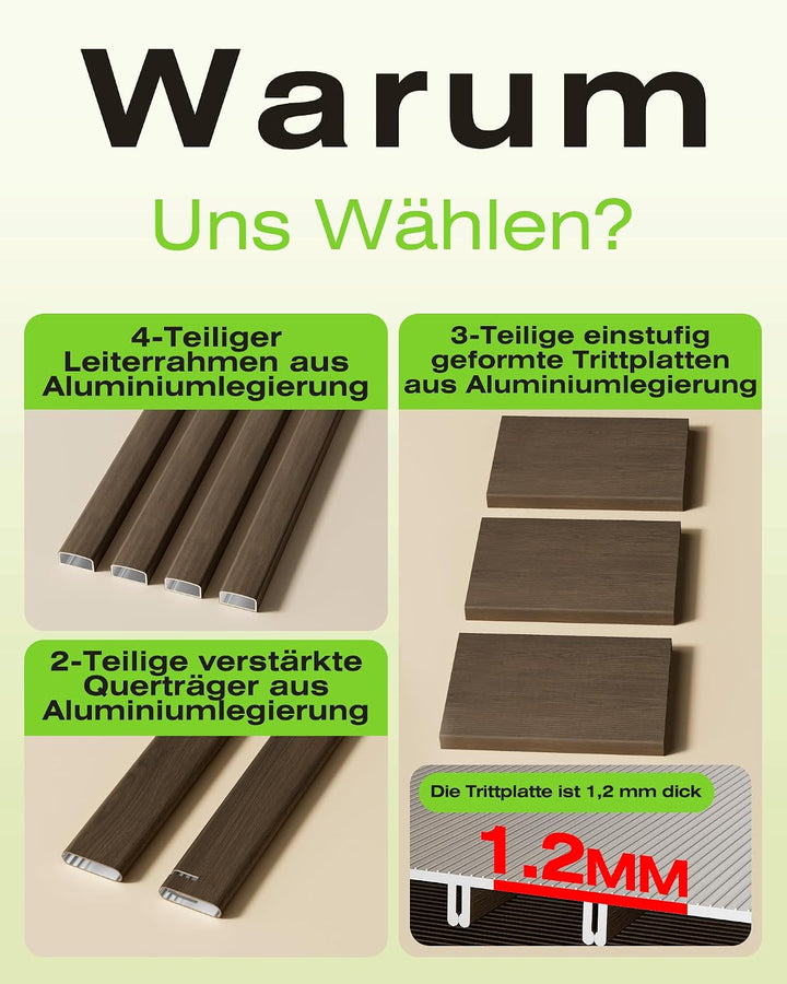 Trittleiter 3 Stufen klappbar,Tritthocker aus Aluminium | 150 kg Tragfähigkeit,Leiter mit rutschfest