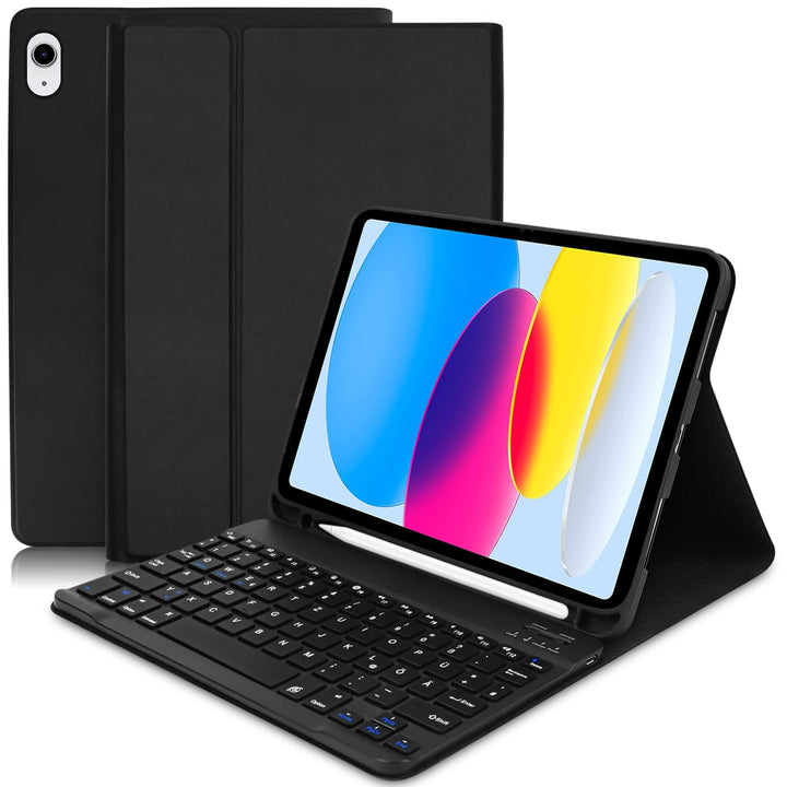 iPad 10 Generation Tastatur Hülle für iPad 10.9 Zoll 2022, Abnehmbare Drahtlose Bluetooth Tastatur (