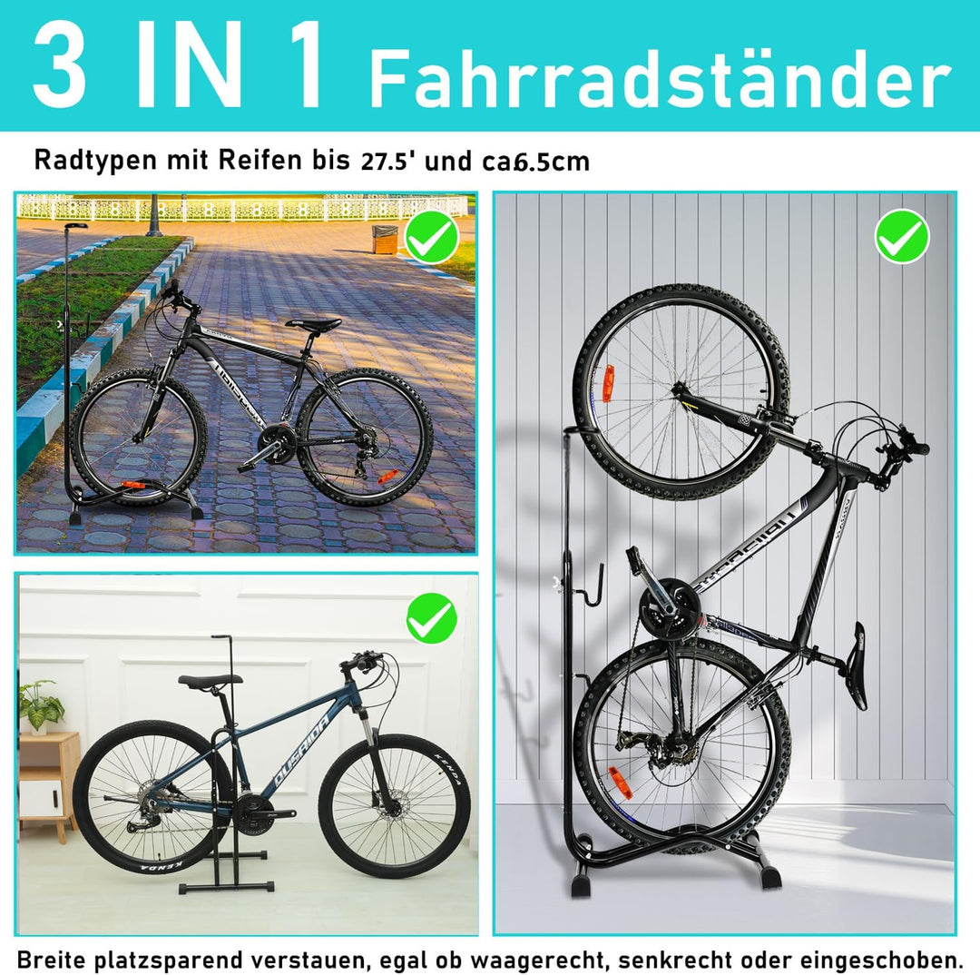 Fahrradständer 3 in 1, Höhenverstellbaren Fahrräder Wartungsständer waagerecht und senkrecht Einhäng