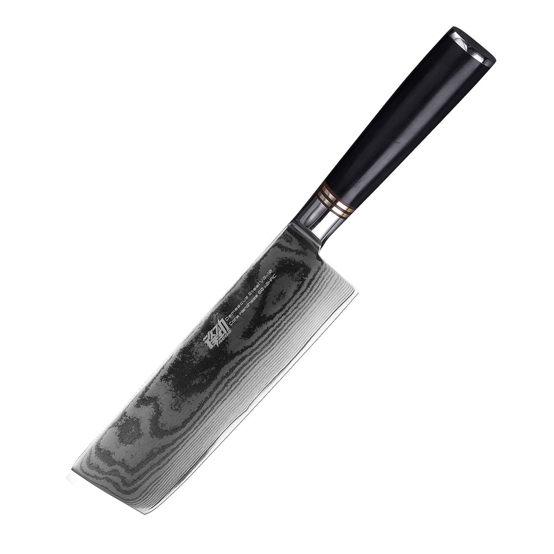 FINDKING Damast Nakiri Messer 17 cm, Ebenholz Griff, Profi Küchenmesser | 67 Lagen Damaststahl, 10Cr