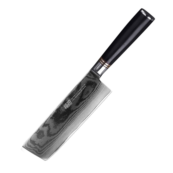 FINDKING Damast Nakiri Messer 17 cm, Ebenholz Griff, Profi Küchenmesser | 67 Lagen Damaststahl, 10Cr