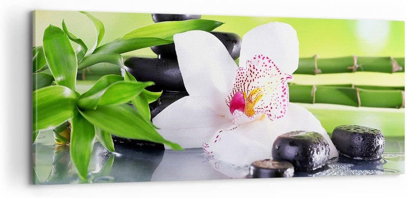 Panorama Bilder auf Leinwand 100x40cm Leinwandbild mit Rahmen blume orchidee Gross Wanddeko Bild Sch