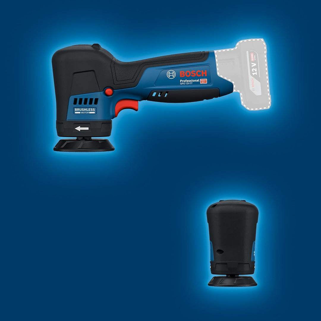 Bosch Professional 12V System Akku-Polierer GPO 12V-77 (inkl. montiertem 77 mm Klett-Stützteller, 77