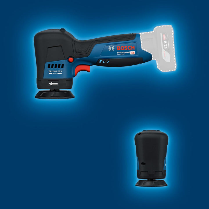 Bosch Professional 12V System Akku-Polierer GPO 12V-77 (inkl. montiertem 77 mm Klett-Stützteller, 77