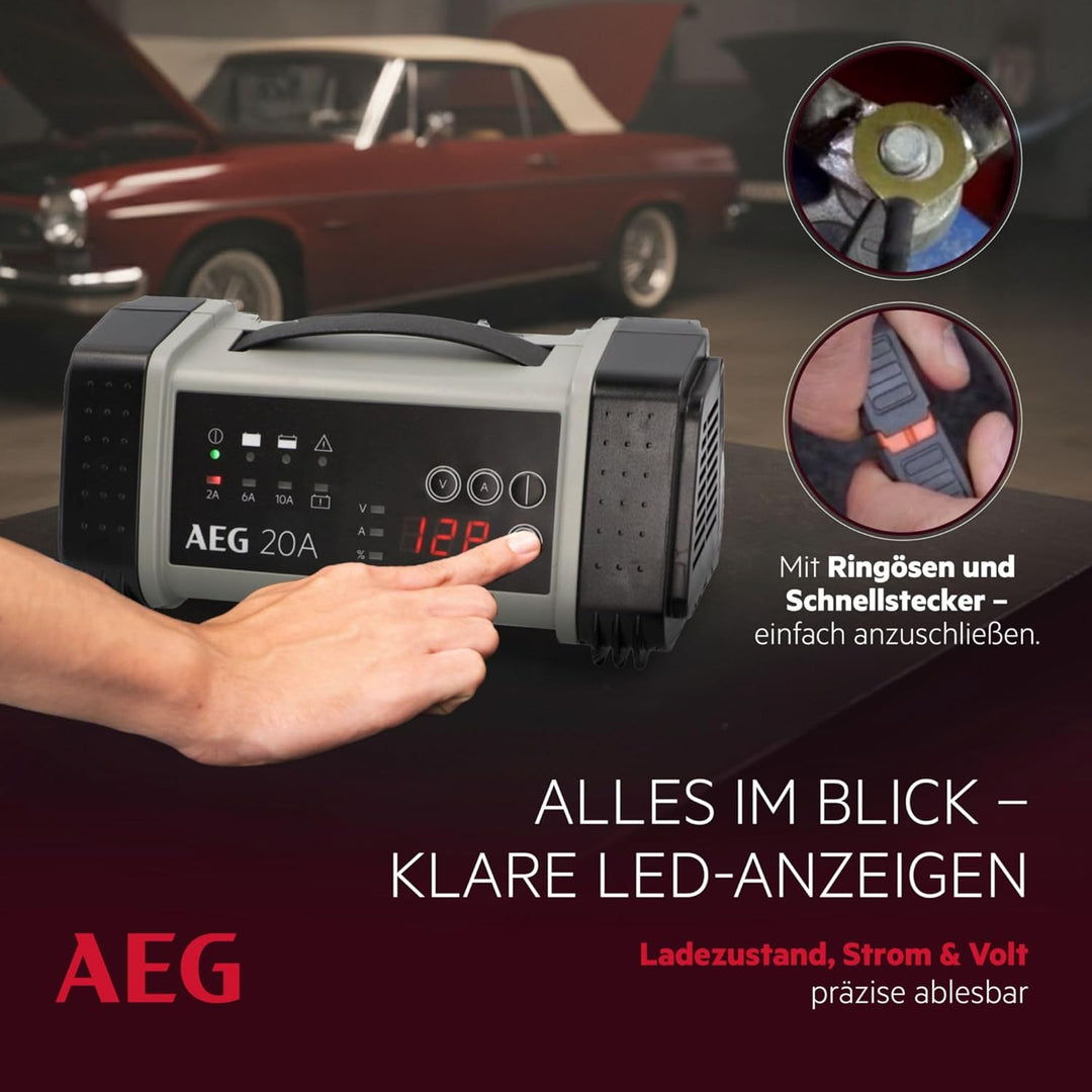 AEG 97025 Mikroprozessor Batterie Ladegerät LT 20 Ampere für 12/24 V, 9-stufig, Power-Supply, automa