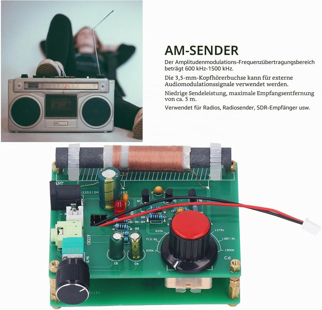 AM600 Mittelwellen Sender Platine Frequenzbereich 600 bis 1500 kHz 3.5mm Audio Buchse 5 bis 12 Volt
