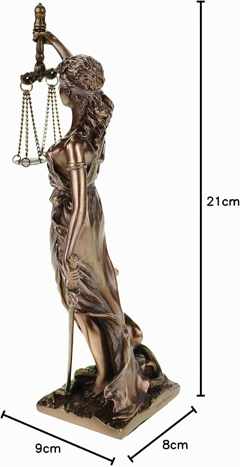 Veronese Justitia Göttin der Gerechtigkeit Bronziert Figur 21cm Poly