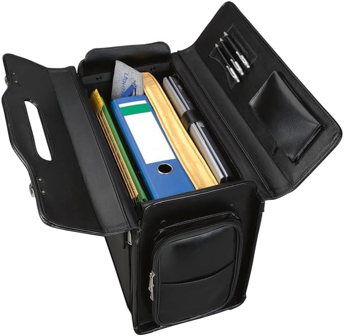Alassio 45057 - Pilotenkoffer VERONA, aus hochwertigem Leder, ca. 49 x 35 x 24 cm, schwarz