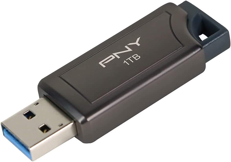 PNY 1TB PRO Elite V2 USB 3.2 Gen 2 Flash-Laufwerk, bis zu 600 MB/s Lesegeschwindigkeit, Dunkelgrau U