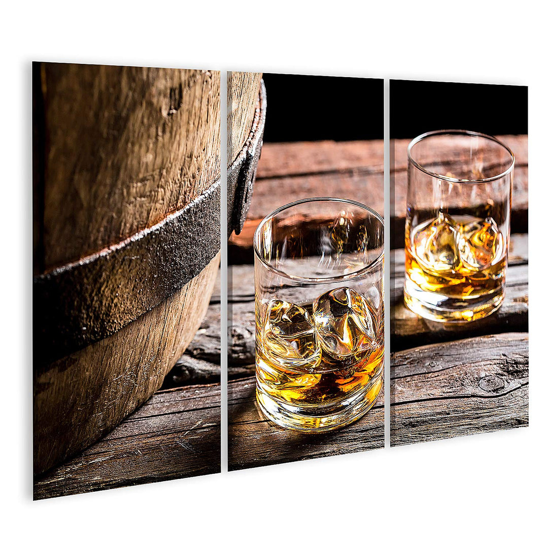 islandburner Bild auf Leinwand Glas Whiskey Im Alten Keller Bilder Wandbilder Poster Leinwand 130x80