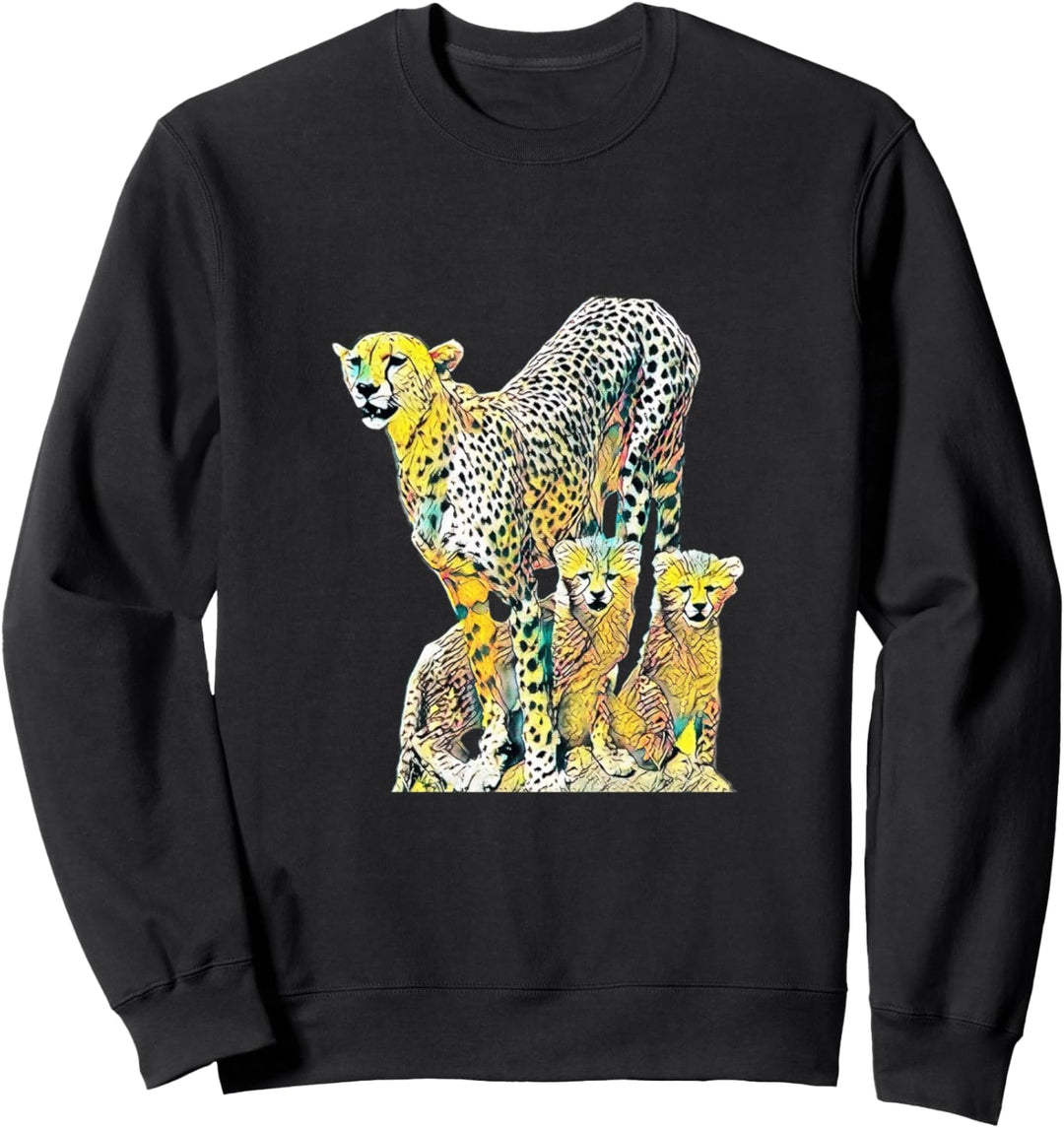 Gepard Raubkatzen Afrika Katzen buntes Geparden Sweatshirt