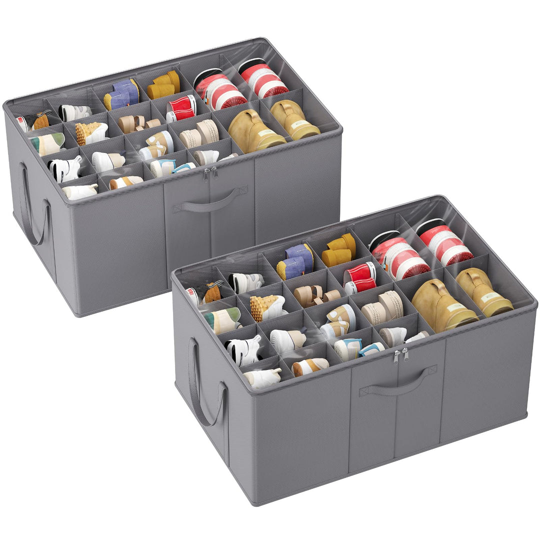 Lifewit Grosser Schuhorganizer für den Kleiderschrank, Faltbarer Schuhkarton mit durchsichtigem Deck
