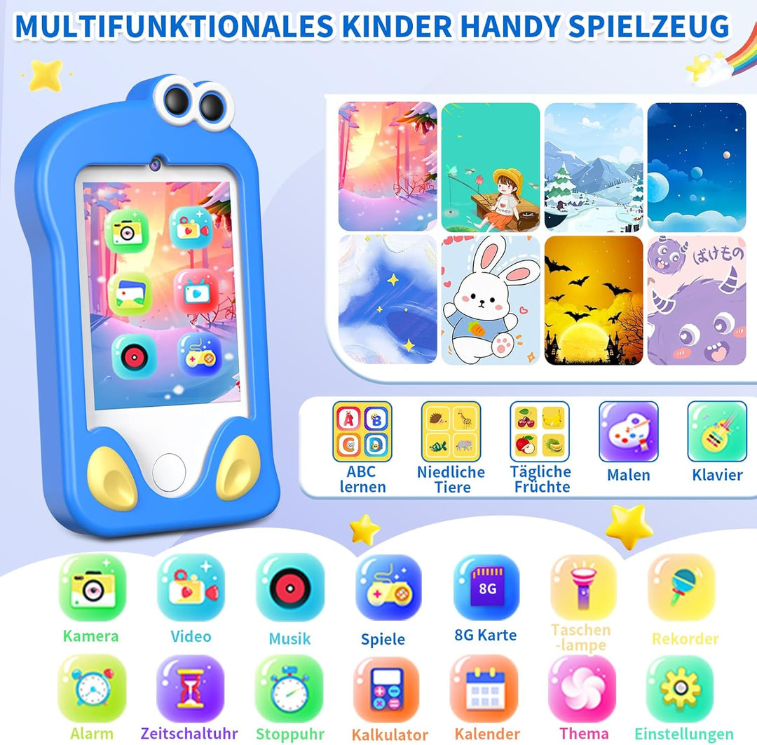 Kinderhandy Spielzeug mit Dual Kamera Kinderkamera 2.8 Inch Touchscreen Lerntelefon Lernspielzeug mi