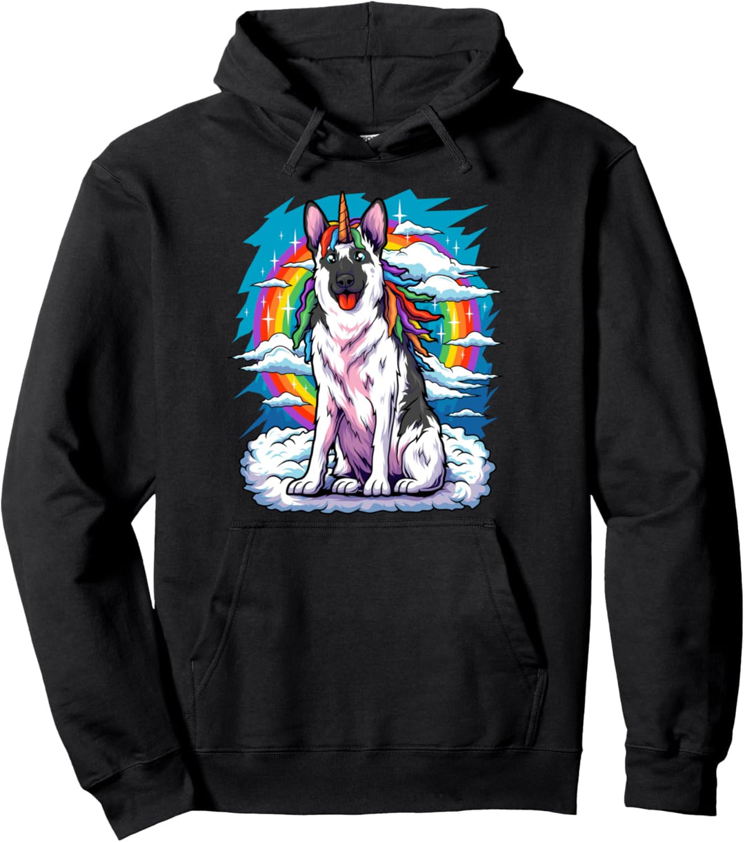 Deutscher Schäferhund Einhorn Regenbogen Mädchen Hundehalter Pullover Hoodie