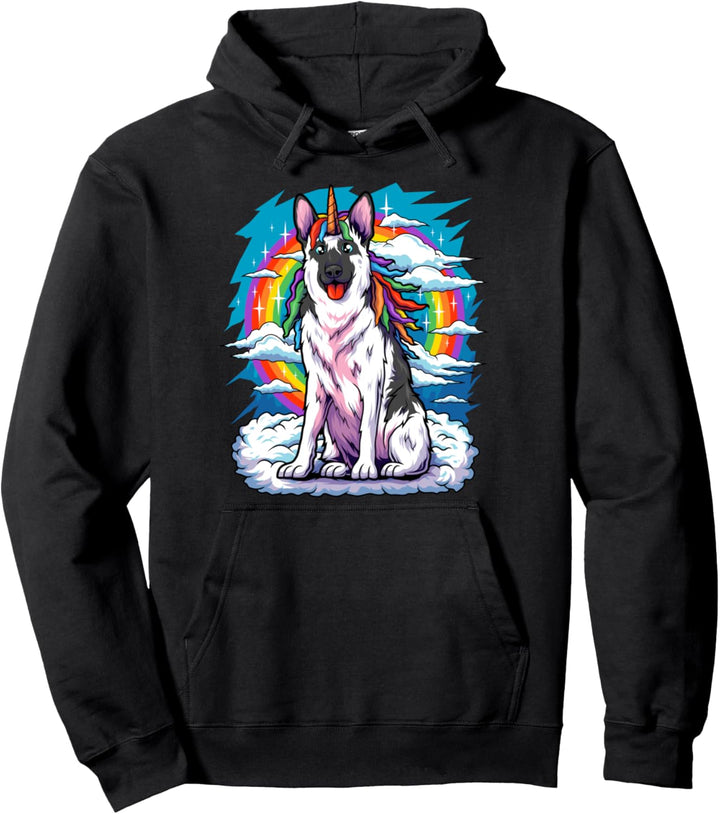 Deutscher Schäferhund Einhorn Regenbogen Mädchen Hundehalter Pullover Hoodie