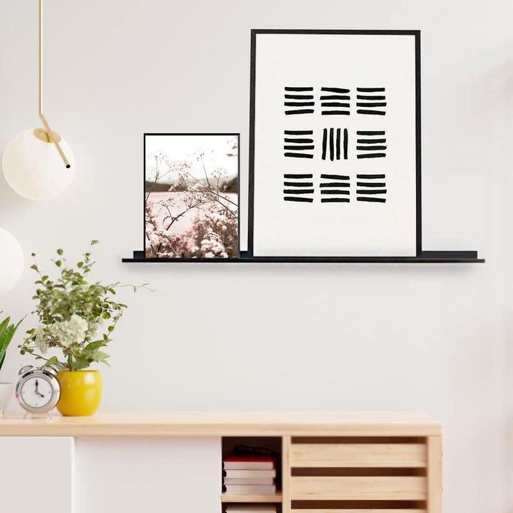 MILUKA Wandregal Schwarz Metall | 2er Set Regal Wand 70 cm Long | Wandboards, Für Dekos, Bilderrahme