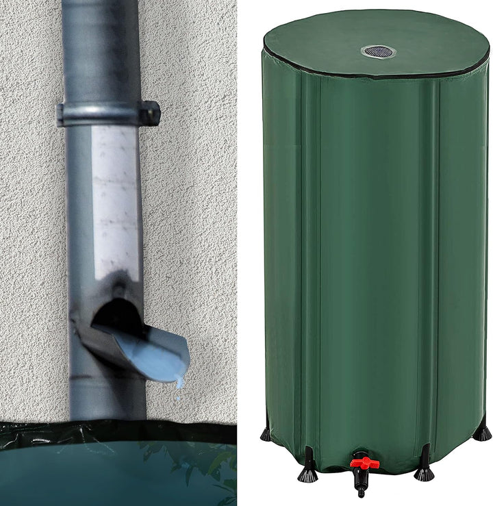 Regentonne faltbar mit Deckel und Zapfhahn | 100 Liter 41x75x71cm grün PVC | Gartenzubehör Zisterne