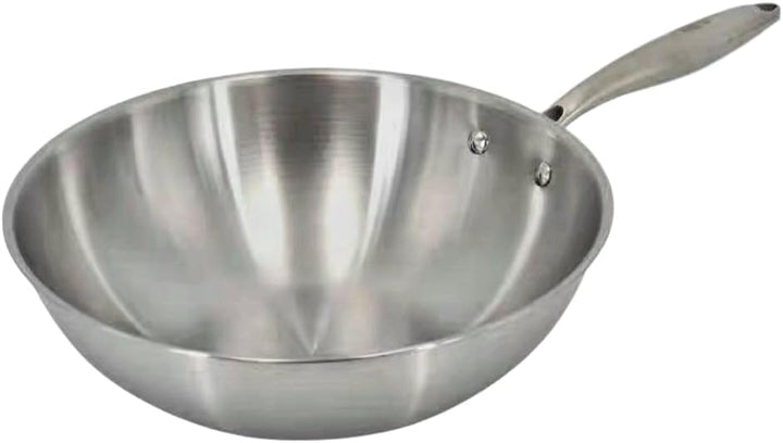 KLAUS Wok 28 cm aus hochwertigem Edelstahl, für alle Herdarten, auch Induktion, gesundes und gleichm