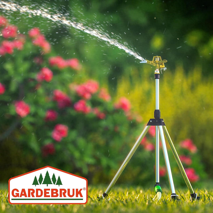 GARDEBRUK® Sprinkler mit Teleskopstativ Erdspiess Sprengweite bis 24m Garten Impulsregner Rasenspren