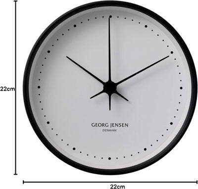 Georg Jensen Koppel Wanduhr 22 cm, schwarzer Edelstahl mit weissem Ziffernblatt Schwarz 6 x 22 x 22