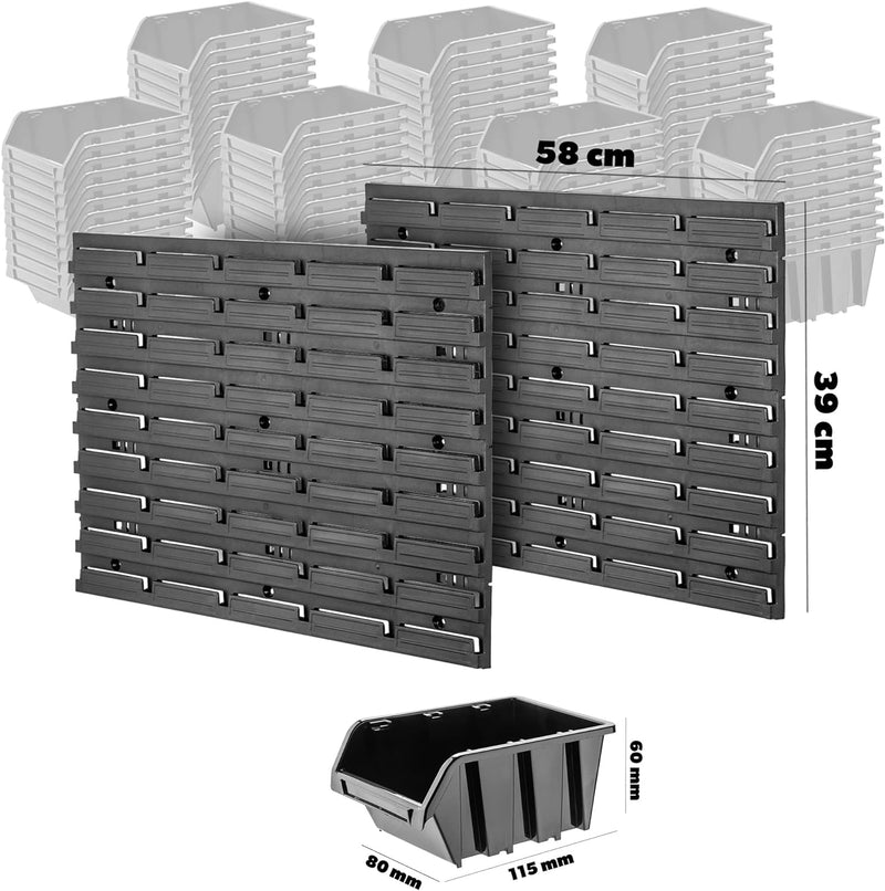 KADAX Werkstattwandregal, 58x78cm Lagersystem aus robustem Kunststoff, UV-Resistentes Werkstattregal