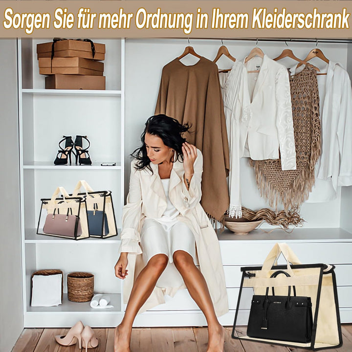 9 Stück Transparente Handtaschen-Aufbewahrungstasche, 3 Grössen Handtaschen Staubschutzbeutel mit Re