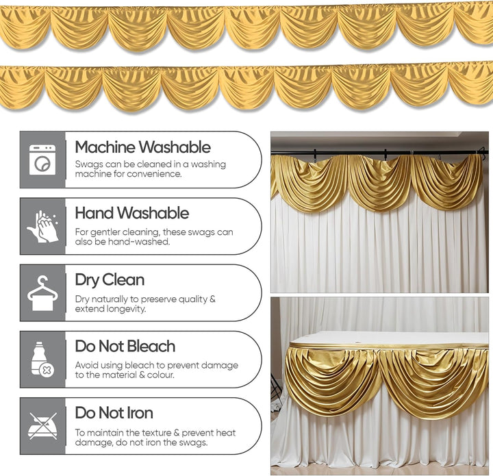 Trimming Shop Vorhang Swag Gold Ice Silk Abnehmbare Girlande für Vorhänge 3 Meter Hintergrund Girlan