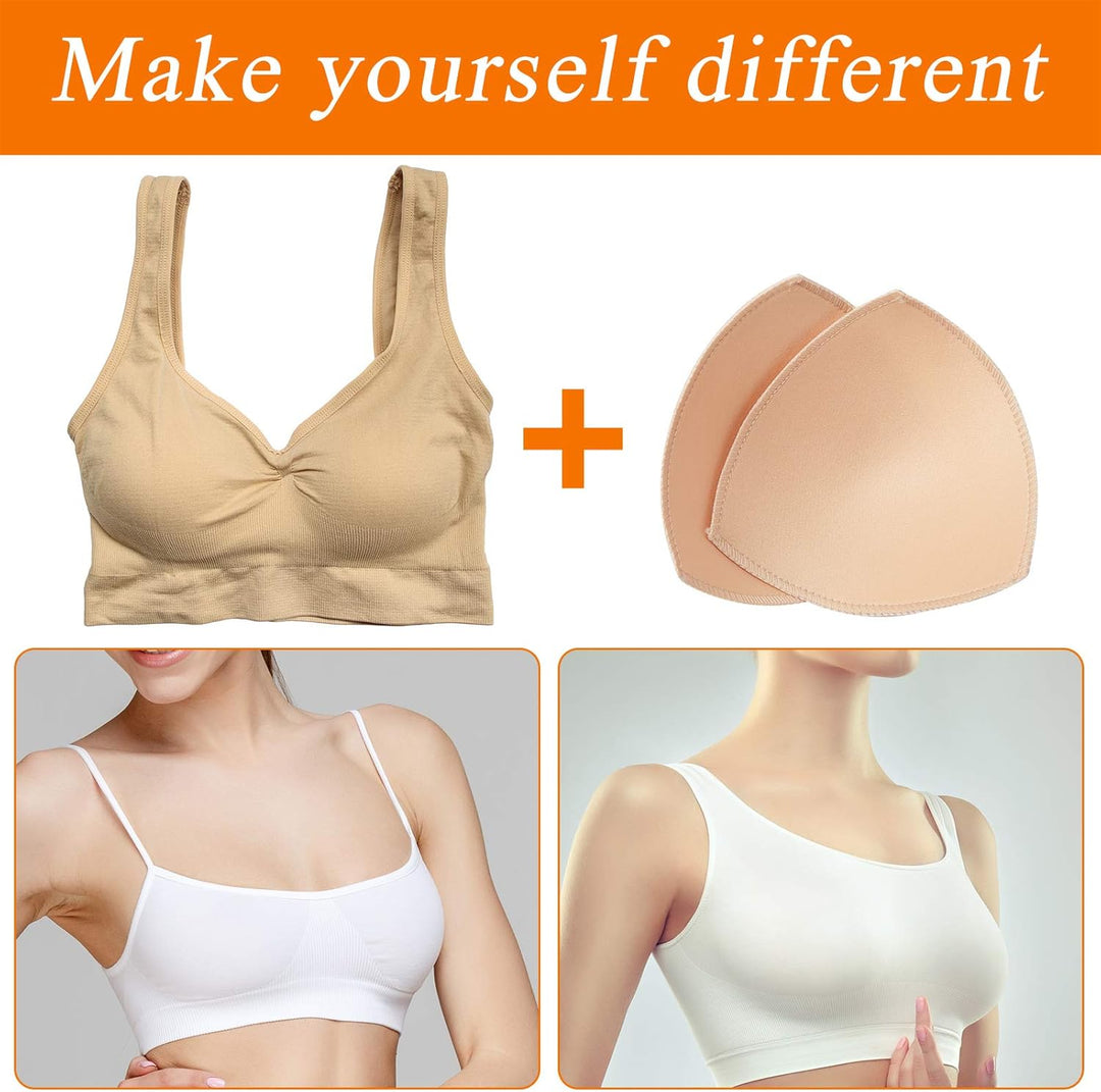 Geyoga 12 Paar Triangle Sport BH Einsätze Push Up Brust BH Einsatz Pads abnehmbar M Nude Farbe, M Nu