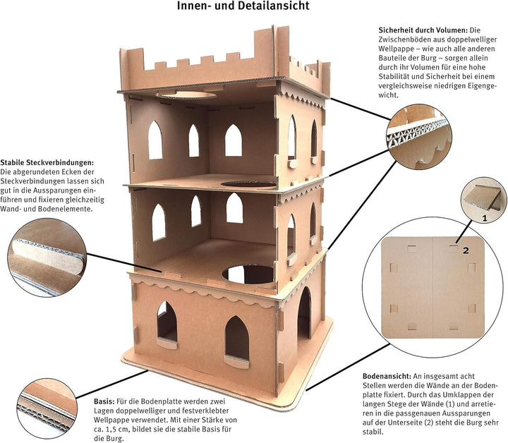 Katzenburg aus Wellpappe, Katzenhöhle, Katzenhaus, Katzenschloss, Katzenbedarf, Katzenkorb, Katzenvi