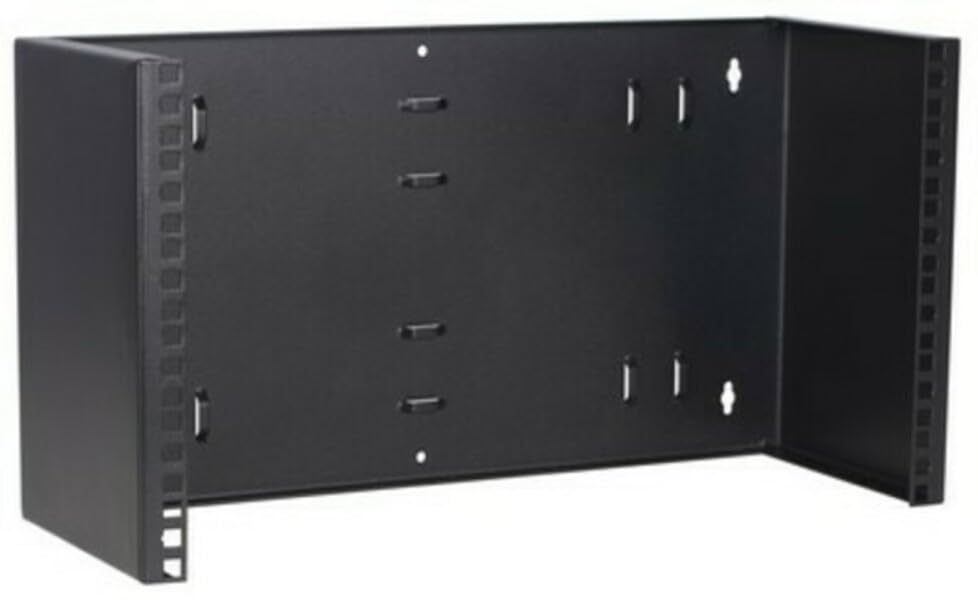 6 HE - 19 Zoll Montagerahmen für Wandbefestigungen ohne Schaniere - 180mm Tief - Schwarz 180mm tiefe