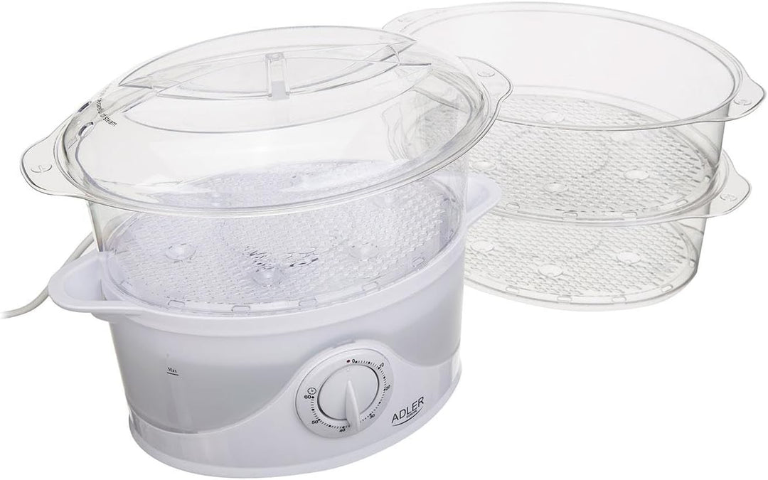 Adler AD 633 Dampfgarer, 800 W, wiess, 9 liters, Weiss