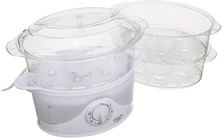 Adler AD 633 Dampfgarer, 800 W, wiess, 9 liters, Weiss