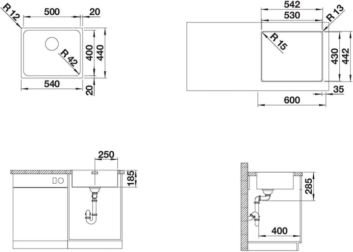 BLANCO SOLIS 500-IF | Edelstahl | Einbauart: Einbau von Oben & Flächenbündig | ohne Ablauffernbedien