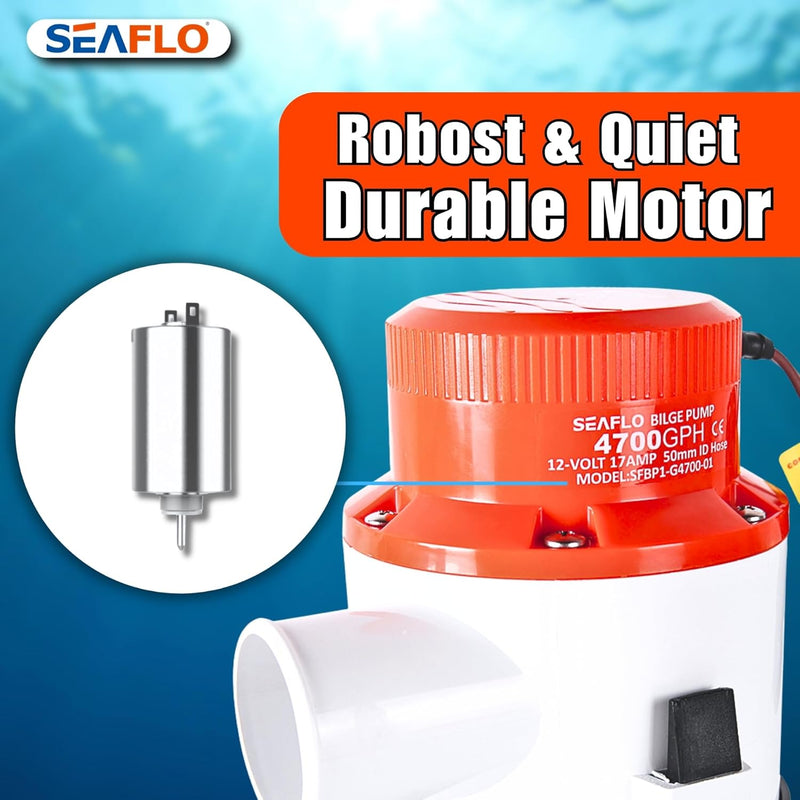 SEAFLO 01-Serie 4700GPH Bilgepumpe – 12 V Marine Tauchpumpe mit Anti-Irlock-Schutz, 4 Jahre Garantie