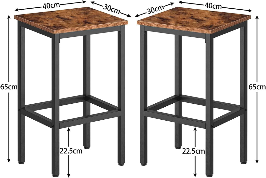 HOOBRO Barhocker, 2er Set Barstühle, Küchenstühle mit stabilem Metallgestell, Sitzhöhe 65 cm, mit Fu