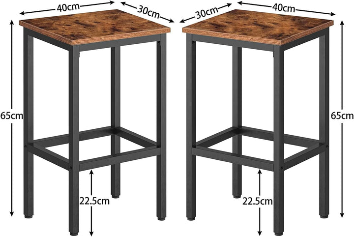 HOOBRO Barhocker, 2er Set Barstühle, Küchenstühle mit stabilem Metallgestell, Sitzhöhe 65 cm, mit Fu