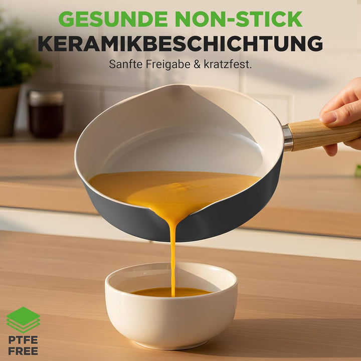 NutriChef Keramik Topfset und Pfannenset – 14-teilig für Induktion mit Antihaftbeschichtung, inklusi
