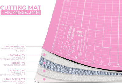 Elan Schneidematte A1 Rosa und Lila, 5-lagige Schneidematte Selbstheilend, Bastelunterlage Schnittfe