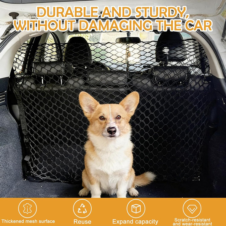 BAIFULAI 120×90CM Doppelschicht Hundegitter Auto, Hundeschutznetz Auto, Hunde-Auto-Trennnetz Haustie