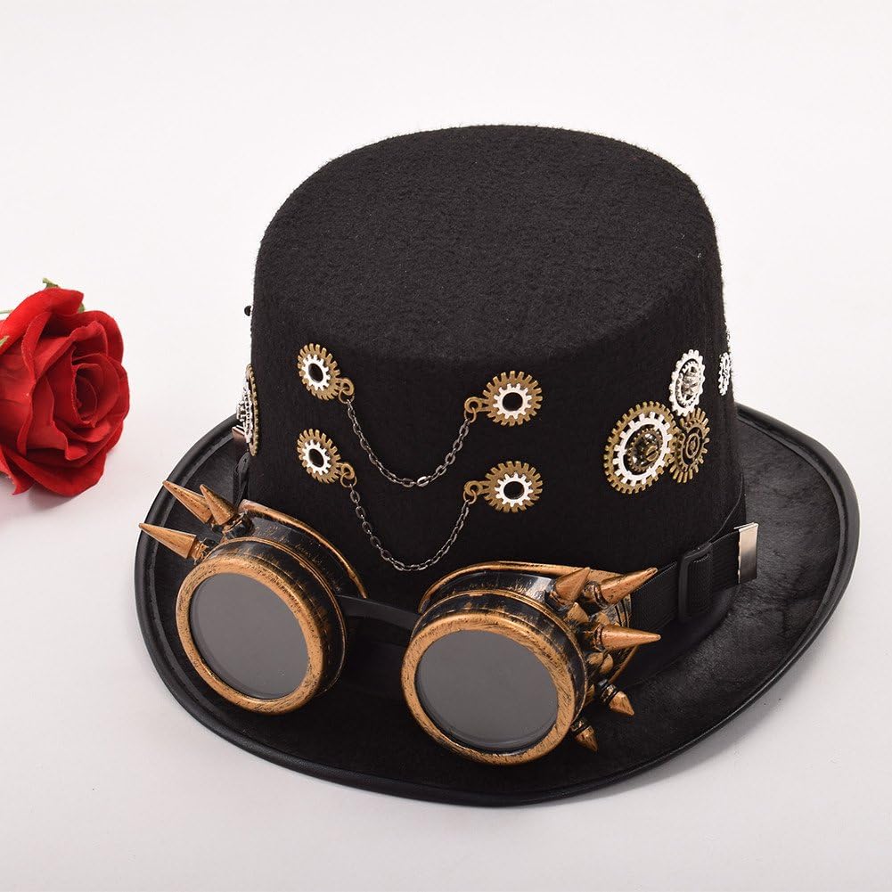GRACEART Zauberkasten Steampunk Zylinder Hut Steampunk Herren and Steampunk Damen with Goggles, Gear
