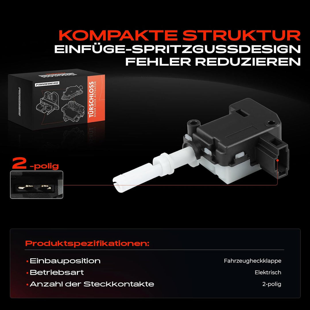 Frankberg 1x Türschloss Heckklappenschloss Zentralverriegelung Kompatibel mit A3 8P1 2003-2012 A3 Ca