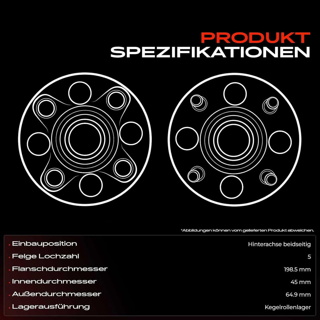 Frankberg Radnabe Radlagersatz Hinten Kompatibel mit Tourneo Custom V362 FY FZ F3 2.0L 2015-2021 Tra