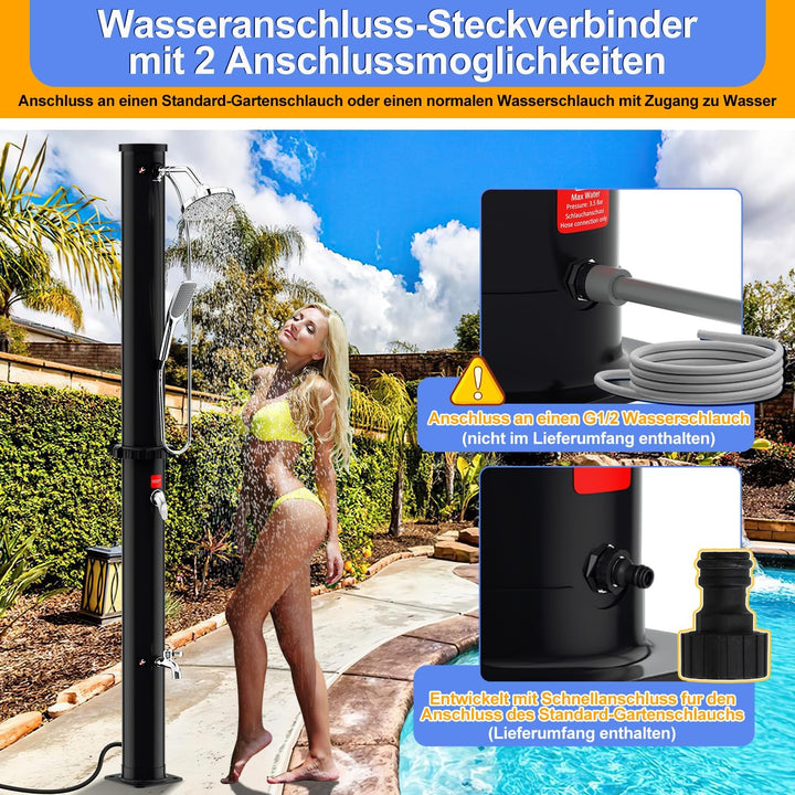 Solardusche 20L Solar Gartendusche warmes Wasser max. 60°C ohne Stromanschluss Pooldusche Camping mi
