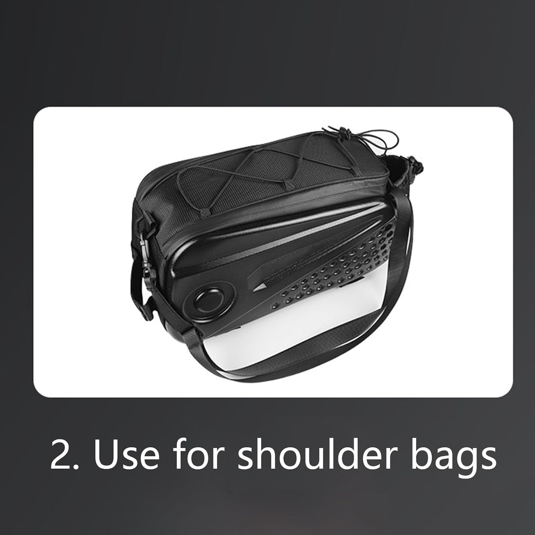 Fahrrad-Gepäckträgertasche, wasserdicht, reflektierender Gurt inklusive, 8,6 l schwarzer Organizer,