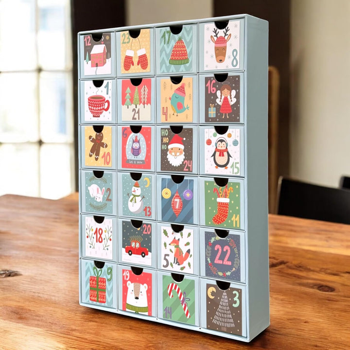 Adventskalender zum selbst Befüllen mit 24 Schubladen-Boxen, DIY-Weihnachtskalender Bastelset (Zahle