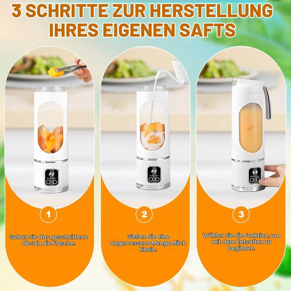Tragbarer Mixer Smoothie Maker To Go, Pengrity 450 ML Portable Blender, mit LED Display, 12 Klingen,